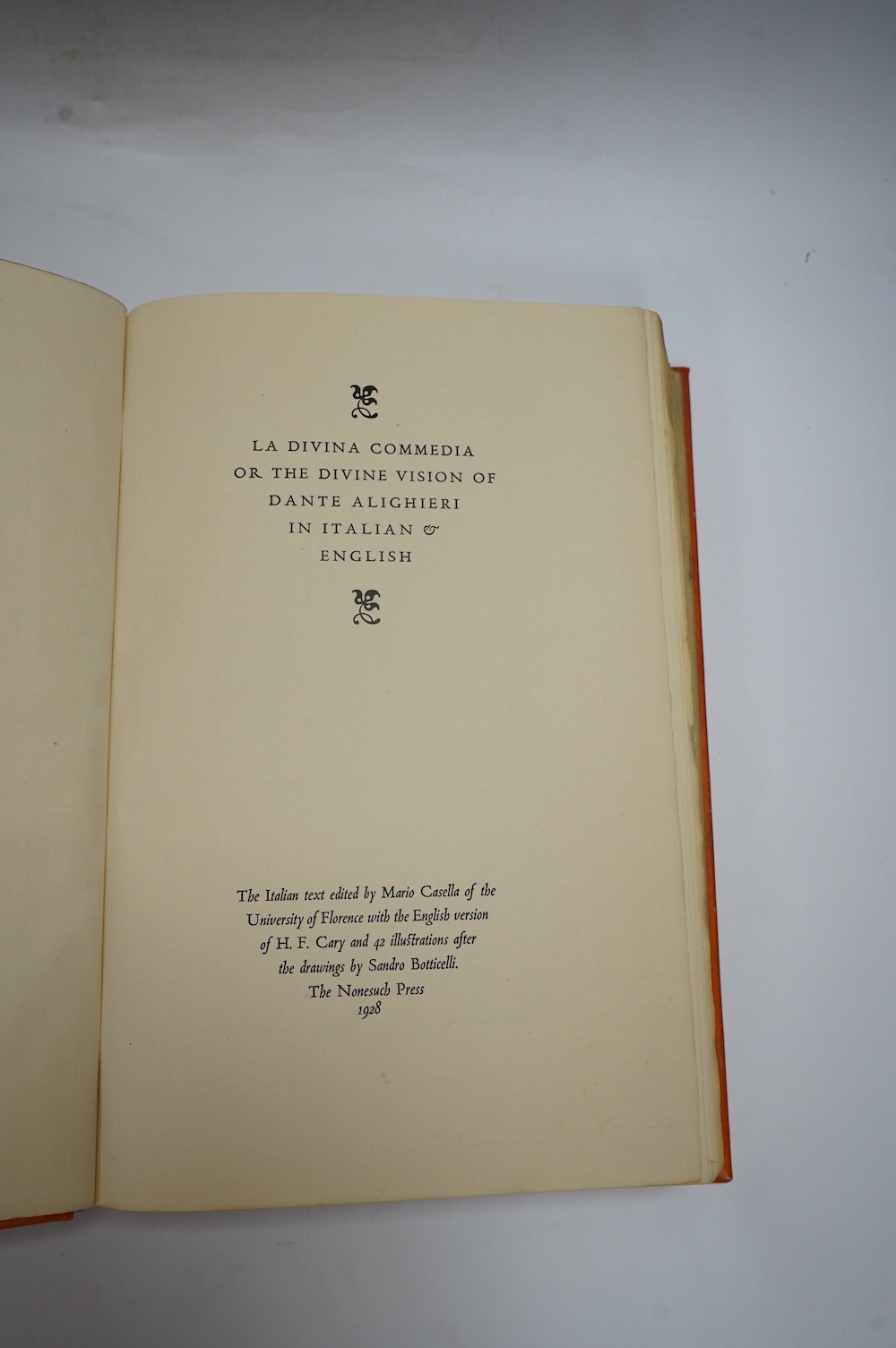 Dante, Alighieri - La Divina Commedia or the Divine Vision ... in Italian & English ... 42 plates after Botticelli (mostly double page), text decorations; original gilt ruled and decorated orange morocco, gilt top and ot